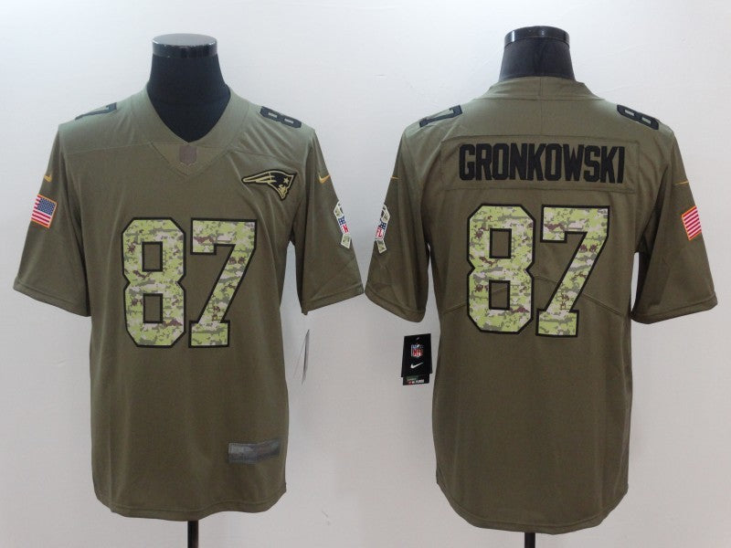 Men's New England Patriots Rob Gronkowski #87 Brown Player Game Jersey1