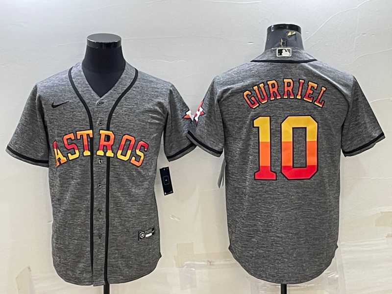 Men's Houston Astros Yuli Gurriel #10 Gray Replica Team Jersey1