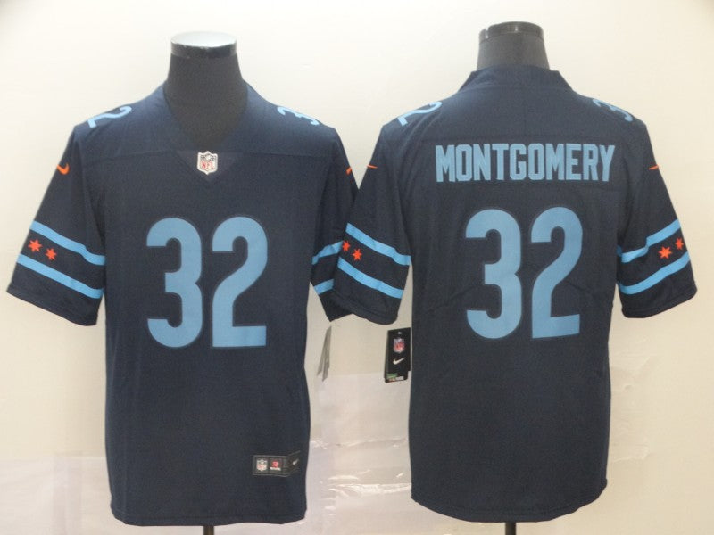 Men's Chicago Bears David Montgomery #32 Navy Game Jersey1 City Edition