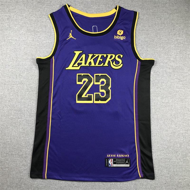 Men's Los Angeles Lakers LeBron James #23 Purple Swingman Jersey1 - Statement Edition