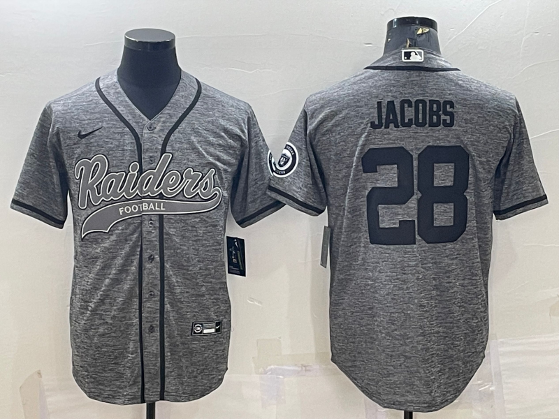 Men's Las Vegas Raiders Josh Jacobs #28 Gray Player Jersey1 Joint Edition