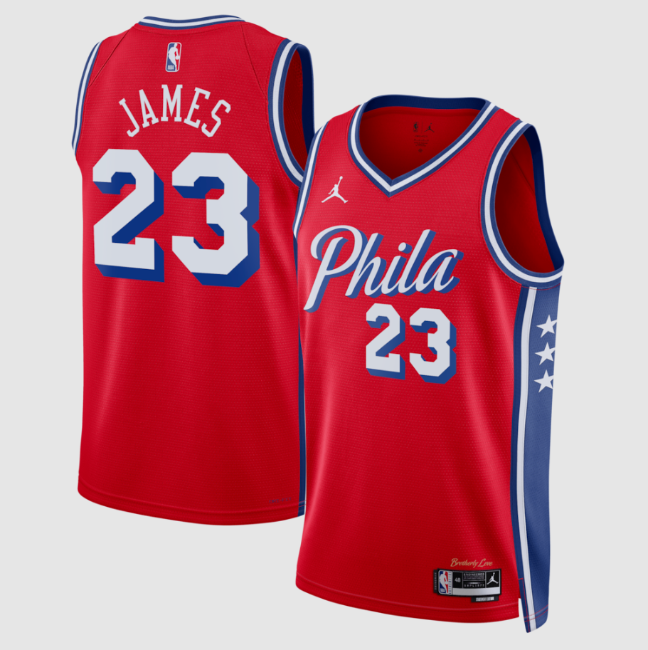 Men's Philadelphia 76ers LeBron James #23 Red Swingman Jersey - Statement Edition