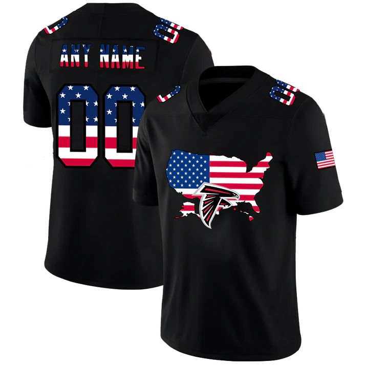 Custom1 Atlanta Falcons Football Black Limited Fashion Flag Stitched American Football Jerseys