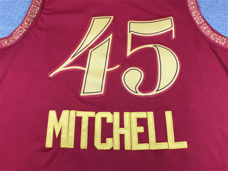 Men's Cleveland Cavaliers Donovan Mitchell #45 Wine 2023/24 Swingman Jersey1 - City Edition