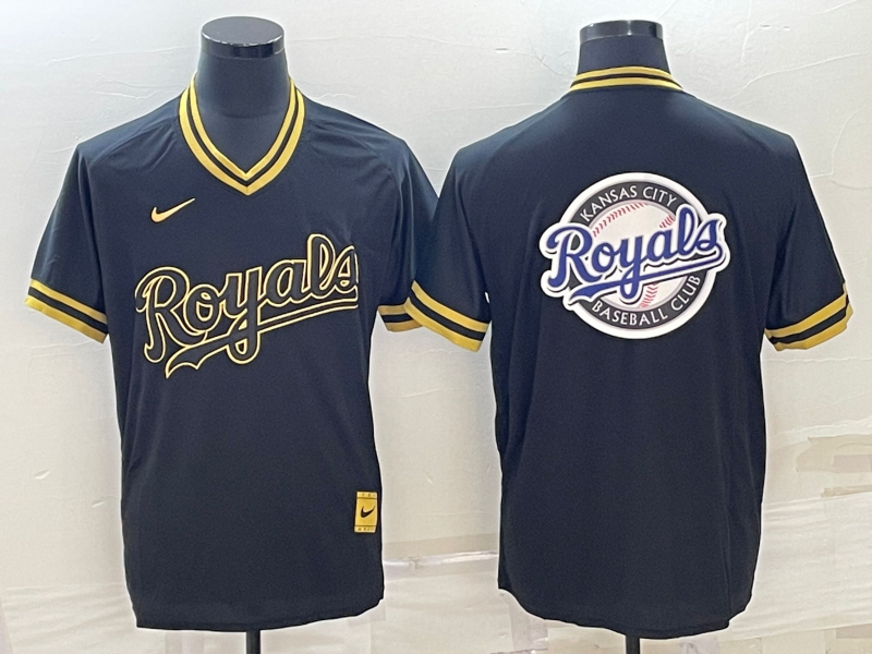 Men's Kansas City Royals Black Alternate Replica Team Logo Jersey1