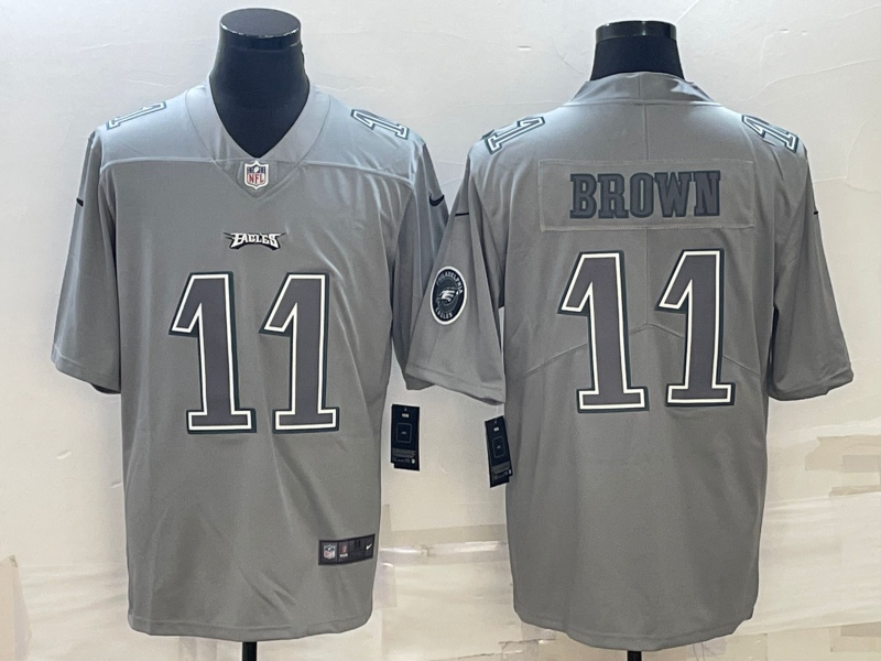 Men's Philadelphia Eagles A.J. Brown #11 Gray Atmosphere Fashion Game Jersey1