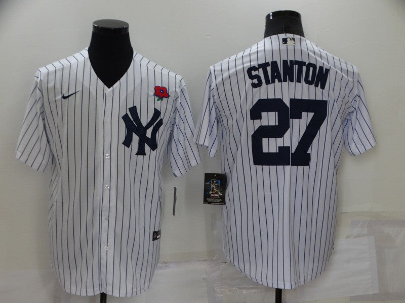 Men's New York Yankees Giancarlo Stanton #27 White Replica Player Jersey1
