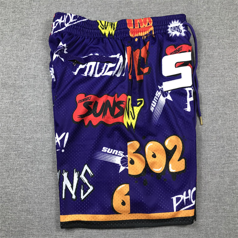 Men's Phoenix Suns Purple Graffiti Edition Pocket Shorts1