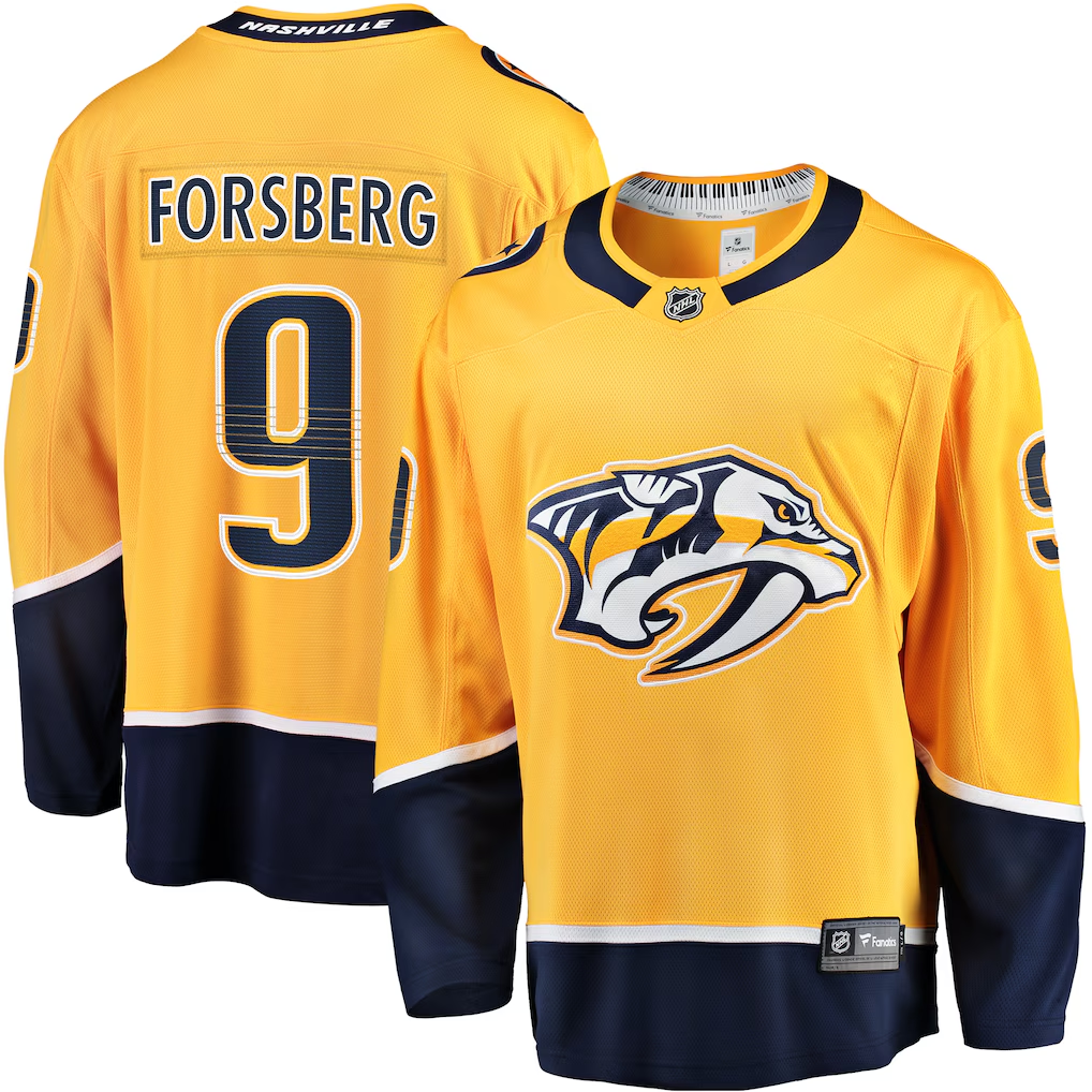 Filip Forsberg #9 Nashville Predators Gold Home Breakaway Jersey - JerseysFreak