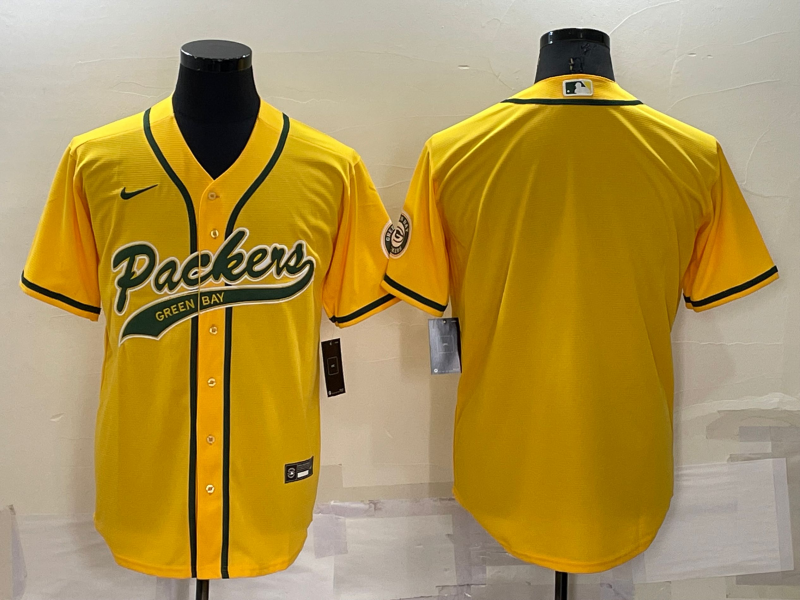 Men's Green Bay Packers Yellow Blank Jersey1