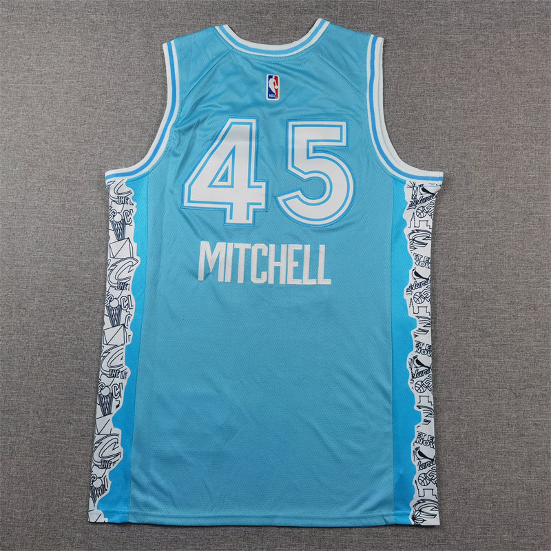 Men's Cleveland Cavaliers Donovan Mitchell #45 Light Blue 2024/25 Swingman Jersey1 - City Edition