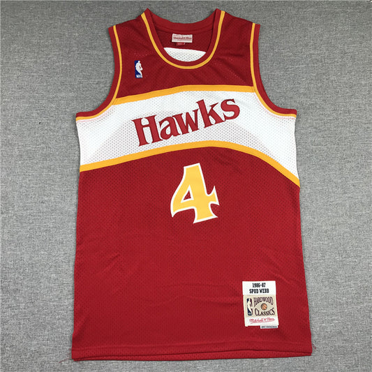 Men's Atlanta Hawks Spud Webb Red 1986-87 Hardwood Classics Swingman Jersey1