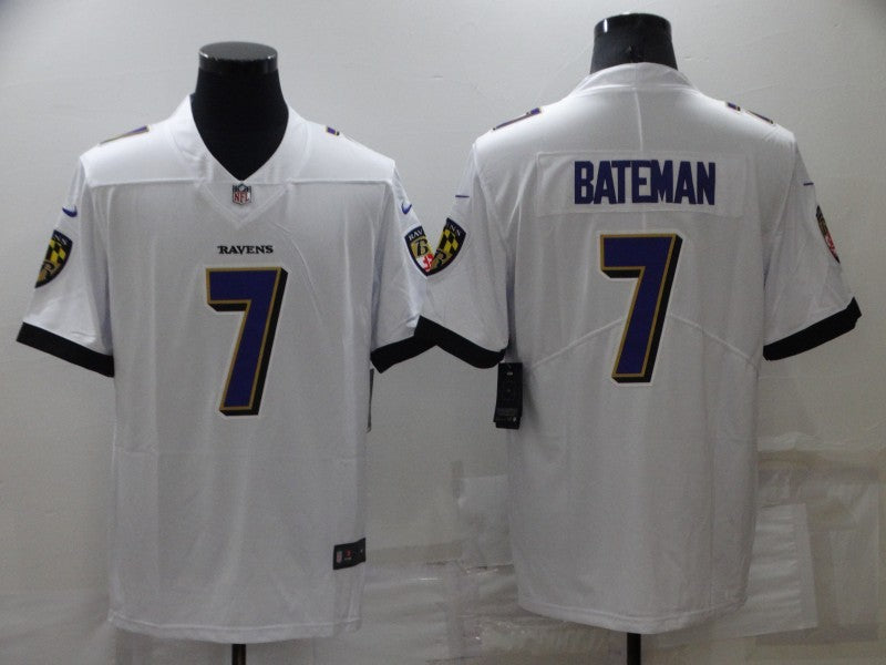 Men's Baltimore Ravens Rashod Bateman #7 White Game Jersey1