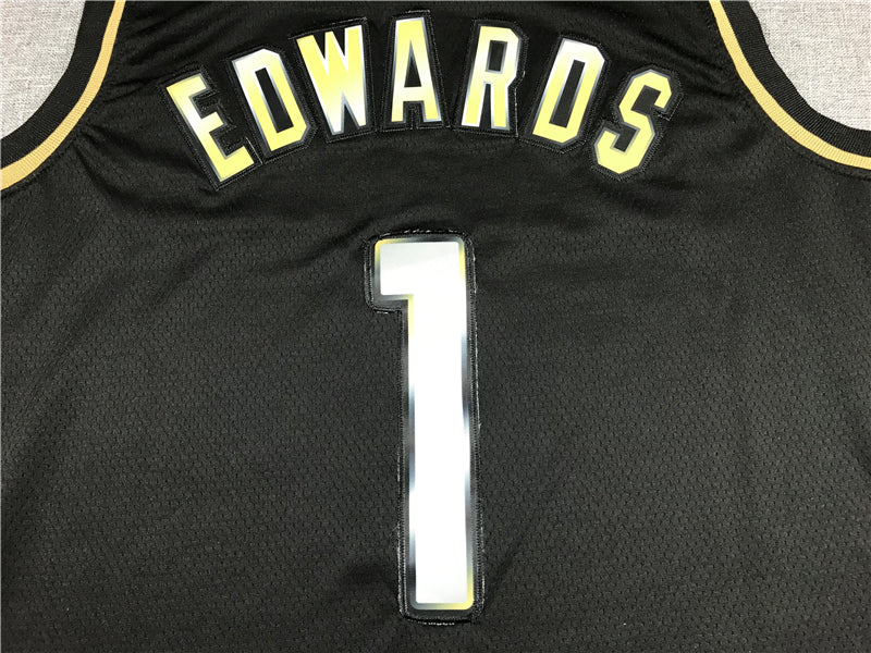 Men's Minnesota Timberwolves Anthony Edwards #1 Black Swingman Jersey1