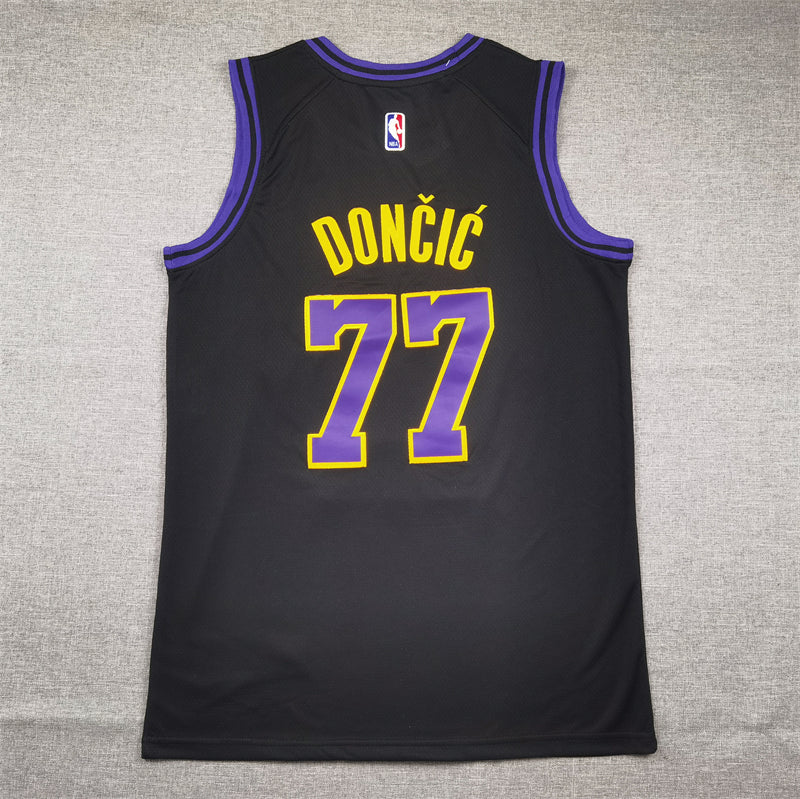 Men's Los Angeles Lakers Luka Doncic #77 Black 2023/24 Swingman Jersey1 - City Edition
