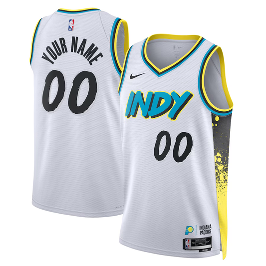 Men's Indiana Pacers White 2024/25 Custom Swingman Jersey1 - City Edition