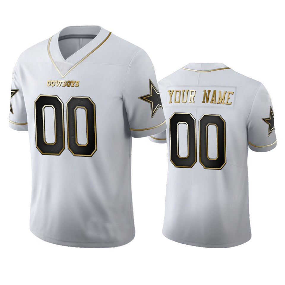 Custom1 Dallas Cowboys White Golden Edition Vapor Limited Football Jerseys