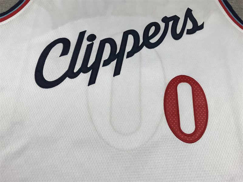 Men's LA Clippers Russell Westbrook #0 White Swingman Jersey1