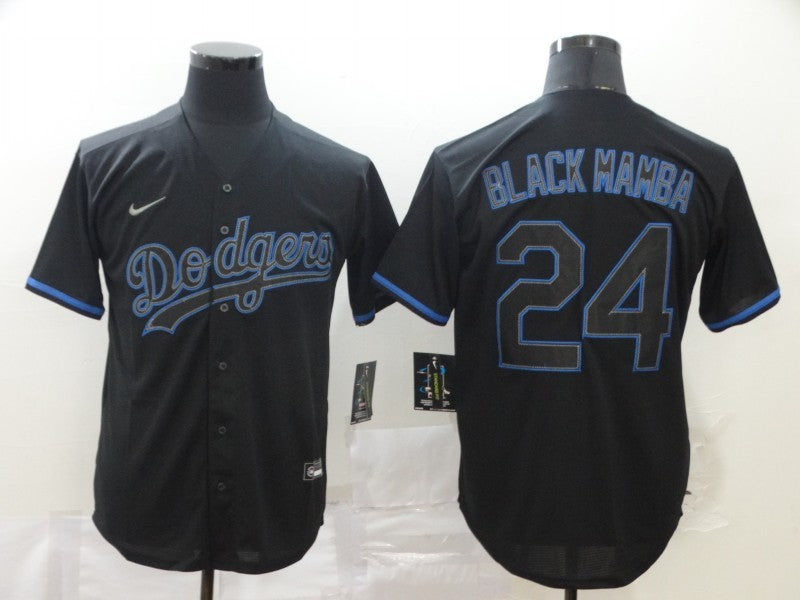 Men's Los Angeles Dodgers Kobe Bryant #24 Black Mamba Baseball Jersey1