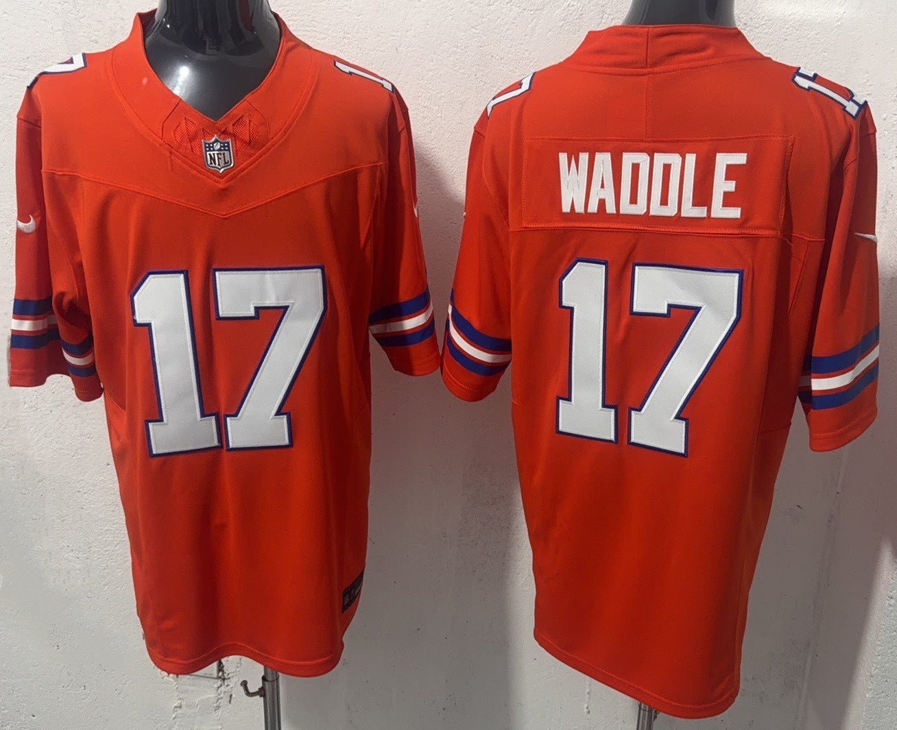 Men's Denver Broncos Jaylen Waddle #17 Orange Game Jersey