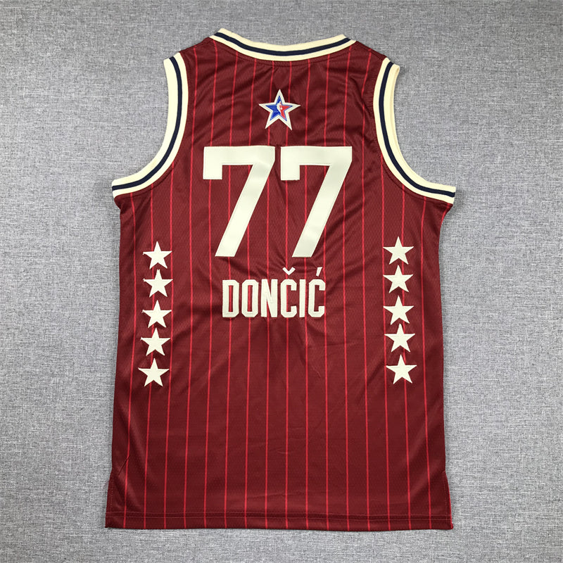 Men's Dallas Mavericks Luka Doncic #77 Red 2024 NBA All-Star Game Swingman Jersey1