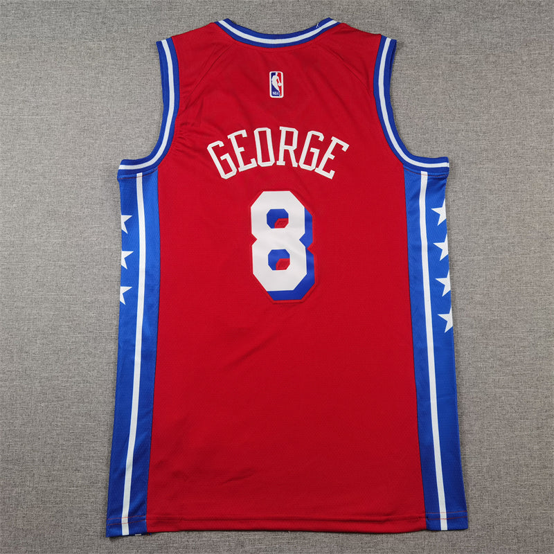 Men's Philadelphia 76ers Paul George #8 Red Swingman Jersey1 - Statement Edition