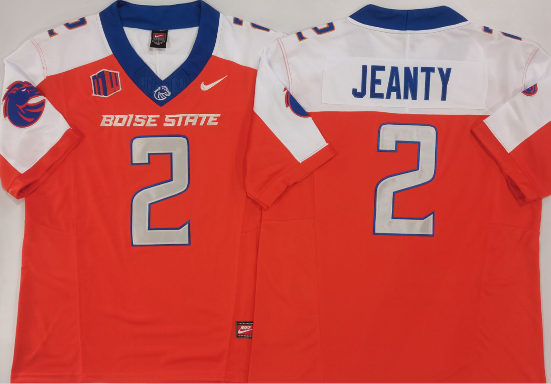 Men's Boise State Broncos Ashton Jeanty #2 Orange Game Jersey