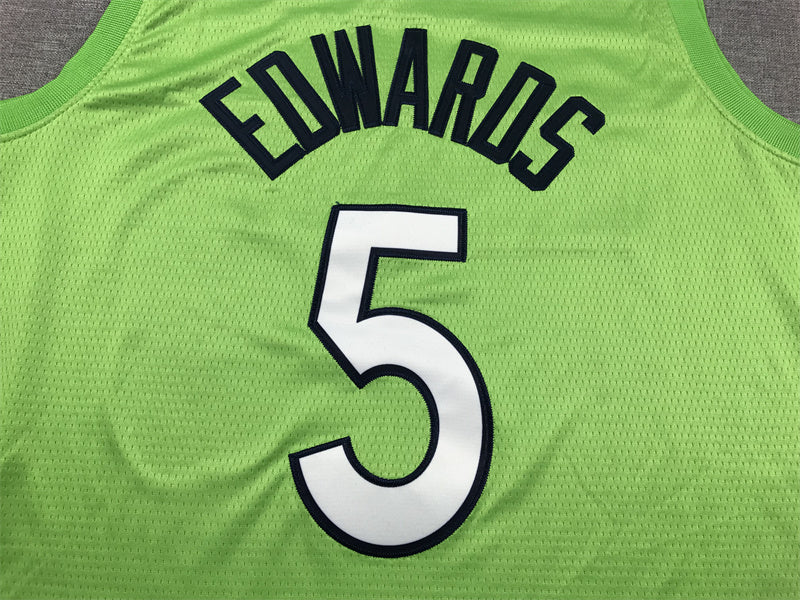 Men's Minnesota Timberwolves Anthony Edwards #5 Green Swingman Jersey1