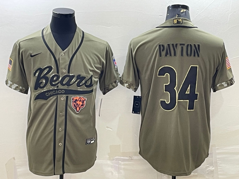 Men's Chicago Bears Walter Payton #34 Olive 2022 Salute To Service Limited Jersey1 Joint Edition