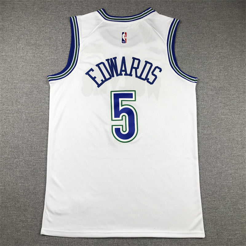 Men's Minnesota Timberwolves Anthony Edwards #5 White Swingman Jersey1