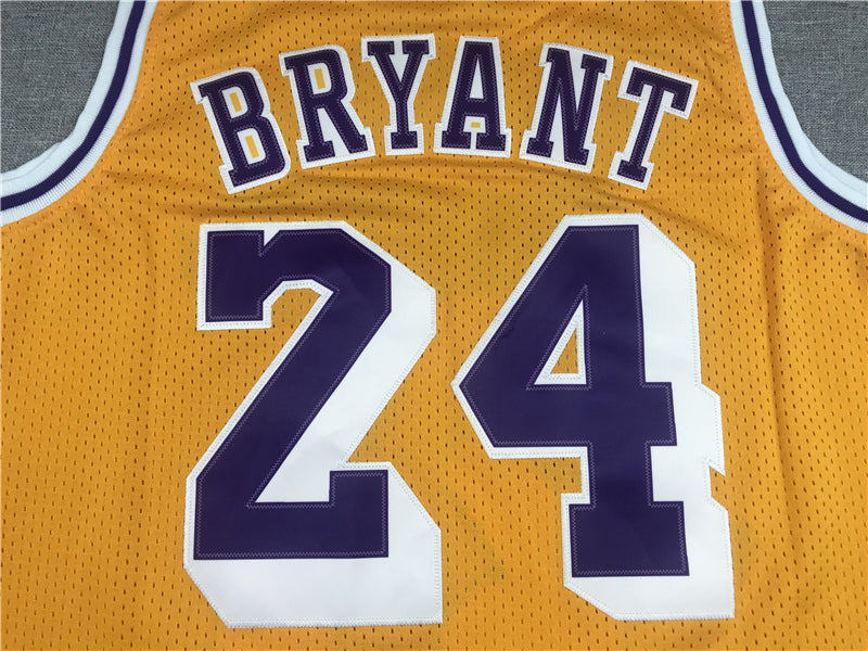 Men's Los Angeles Lakers Kobe Bryant #24 Gold 2007-08 Hardwood Classics Authentic Player Jersey1