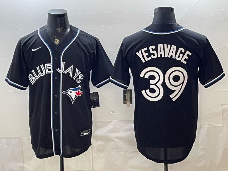 Men's Toronto Blue Jays Trey Yesavage #39 Fashion Replica Black Out Jersey