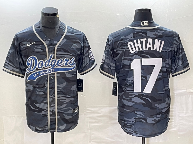 Men's Los Angeles Dodgers Shohei Ohtani #17 Grey Camouflage Player Jersey1 Joint Edition