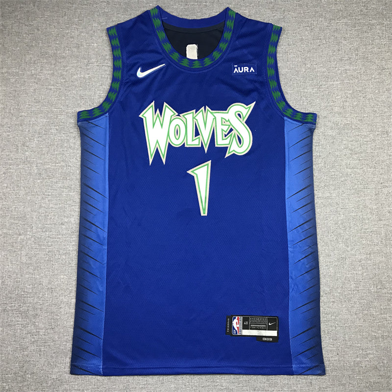 Men's Minnesota Timberwolves Anthony Edwards Blue/Navy Swingman Jersey1