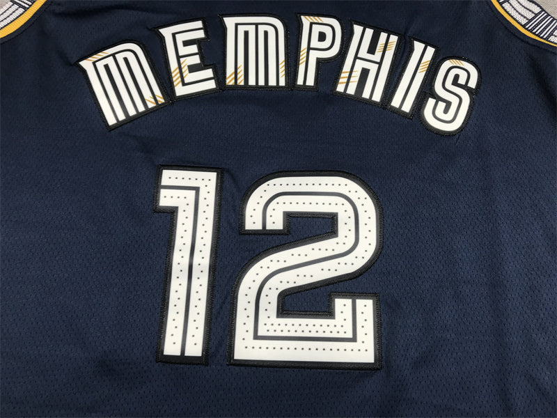 Men's Memphis Grizzlies Ja Morant #12 Navy City Edition Classic Jersey1