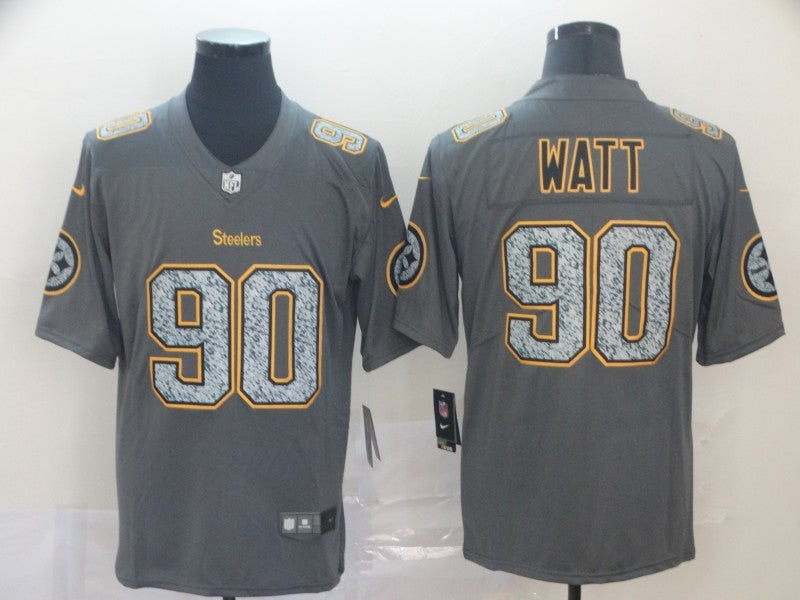 Men's Pittsburgh Steelers T.J. Watt #90 Gray Player Game Jersey1