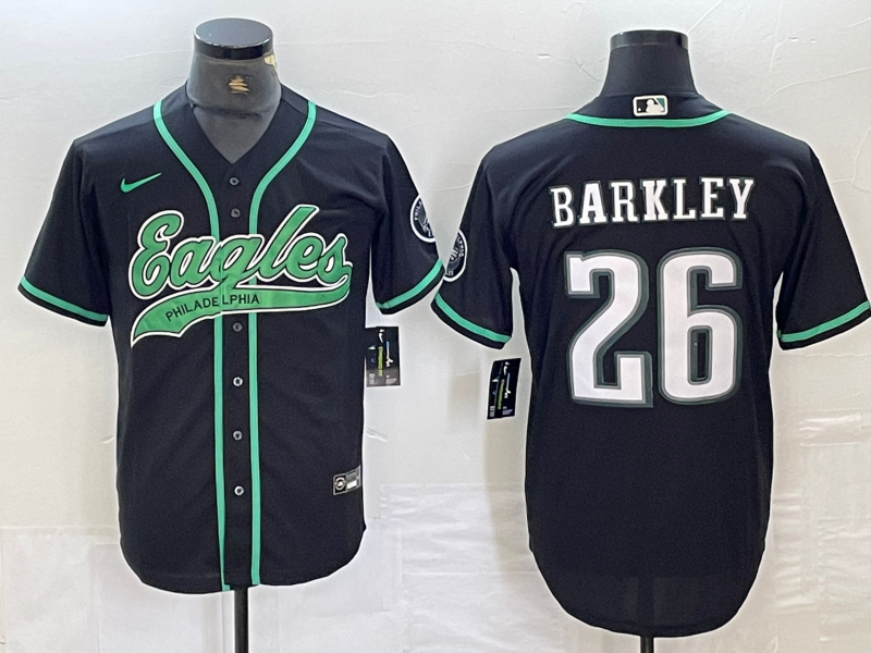 Men's Philadelphia Eagles Saquon Barkley #26 Black Player Jersey1 Joint Edition
