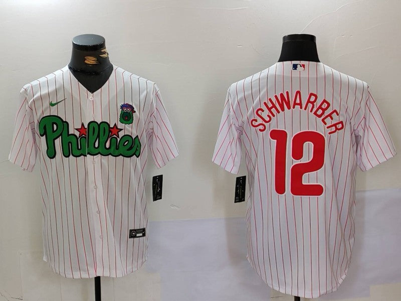 Men's Philadelphia Phillies Kyle Schwarber #12 White Limited Player Jersey1