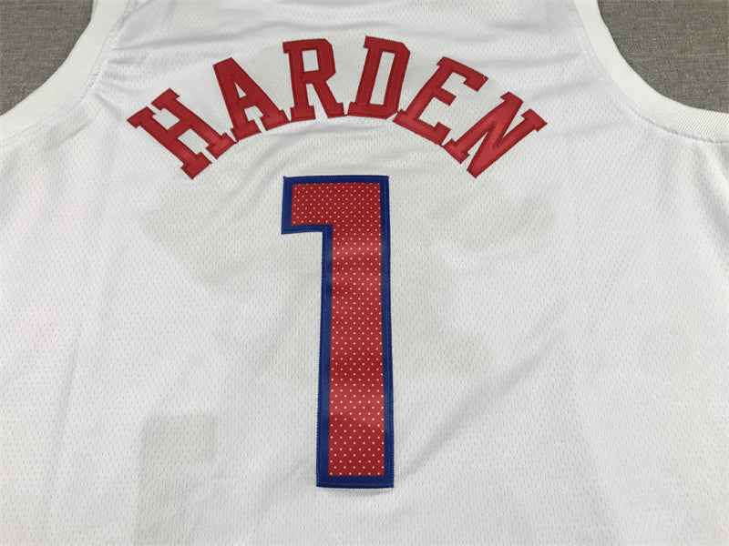 Men's Philadelphia 76ers James Harden #1 White 2022/23 Swingman Jersey1 - City Edition