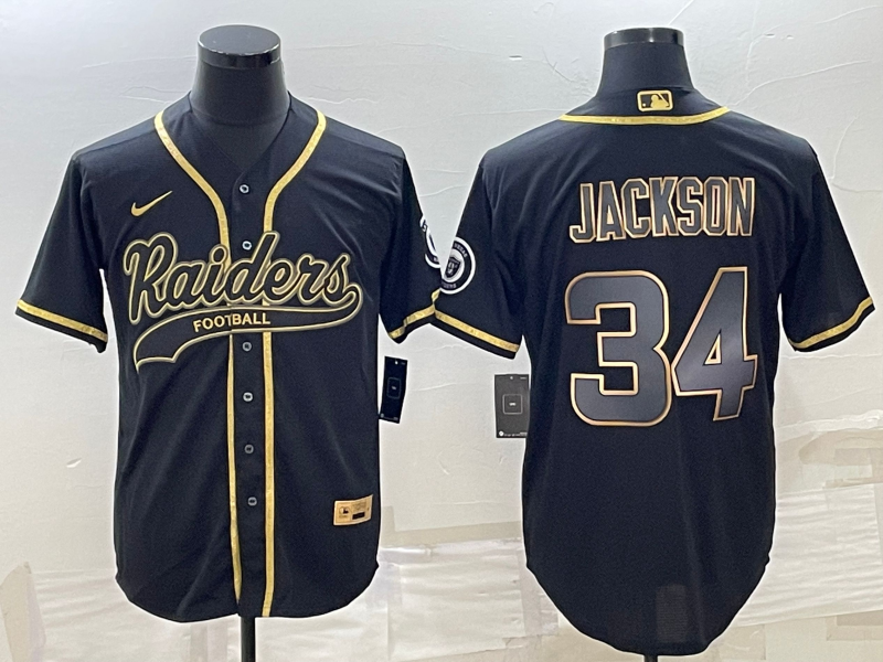 Men's Las Vegas Raiders Bo Jackson #34 Black Game Player Jersey1 Joint Edition