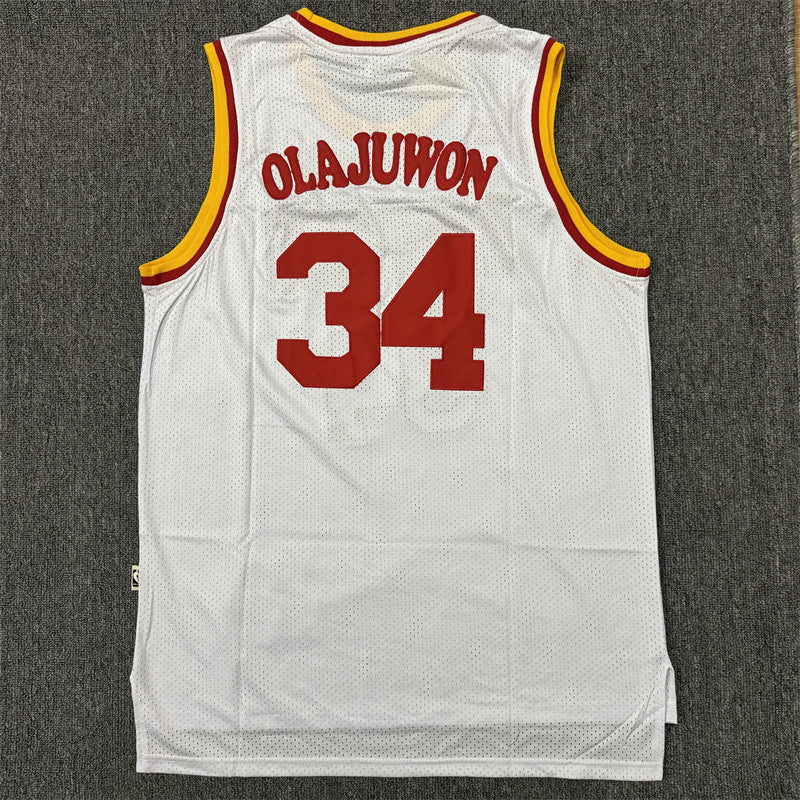 Men's Houston Rockets Hakeem Olajuwon #34 White Hardwood Classics Swingman Jersey1