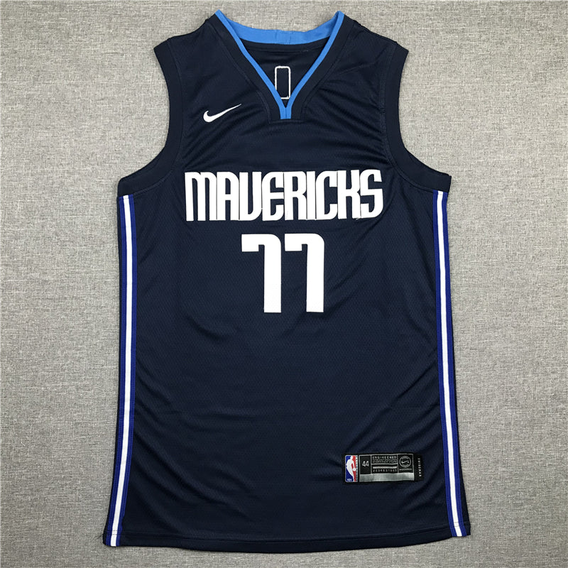 Men's Dallas Mavericks Luka Doncic #77 NBA Dark Blue Replica Jersey1