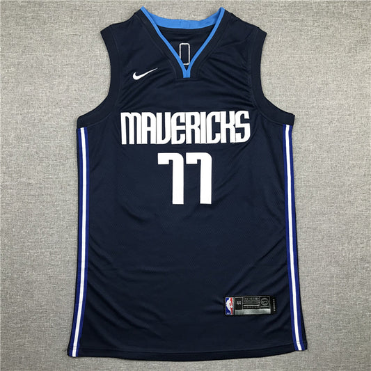 Men's Dallas Mavericks Luka Doncic #77 NBA Dark Blue Replica Jersey1
