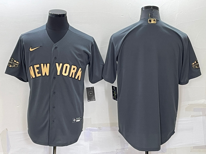 Men's New York Yankees Dark Gray Replica Blank Jersey1