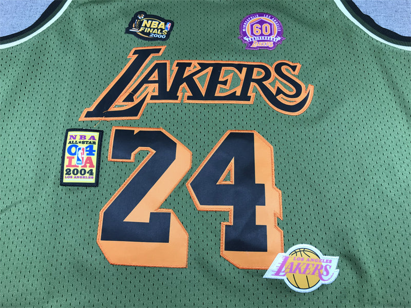 Men's Los Angeles Lakers Kobe Bryant #24 Army Green 1996-97 Hardwood Classics Swingman Jersey1