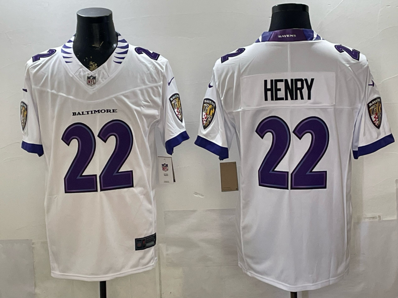 Derrick Henry #22 Baltimore Ravens White Vapor F.U.S.E. Limited Jersey - JerseysFreak