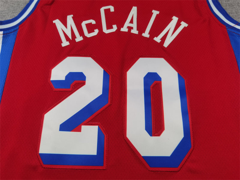 Men's Philadelphia 76ers Jared McCain #20 Red Swingman Jersey1 - Statement Edition