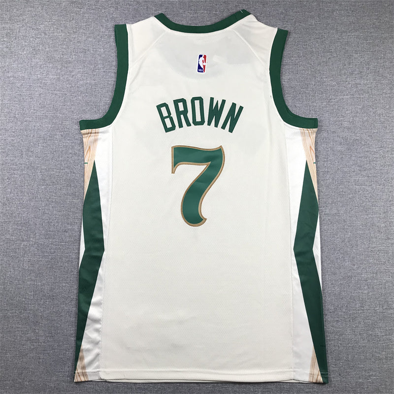 Men's Boston Celtics Jaylen Brown #7 White 2023/24 Swingman Jersey1 - City Edition