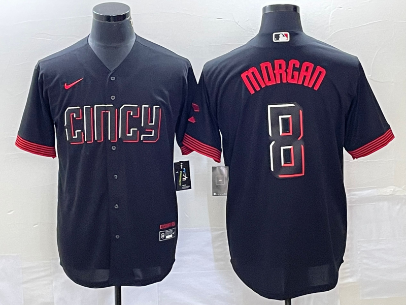 Men's Cincinnati Reds Joe Morgan #8 Black 2023 City Connect Replica Player Jersey1