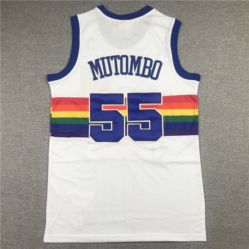 Men's Denver Nuggets Dikembe Mutombo 1991-92 White Hardwood Classics Swingman Jersey1